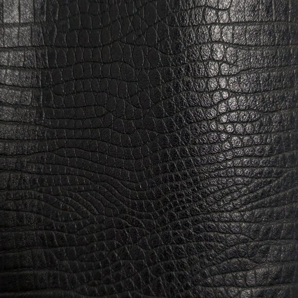 Liz Claiborne Vintage Black Soft Embossed Leather Mini Pencil Skirt Back Zip - Picture 6 of 9